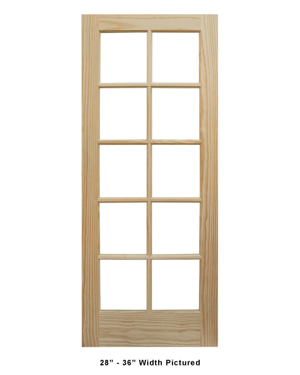 10 Lite Solid Core Pine Wood Glass Panel French Interior Door - Image 6