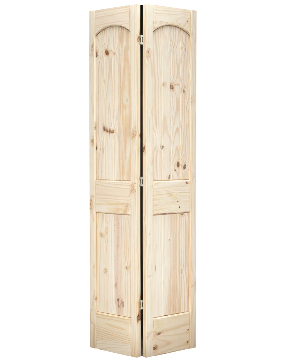 2 Panel Arch Top V-Groove Knotty Pine Bifold Interior Door - Image 4