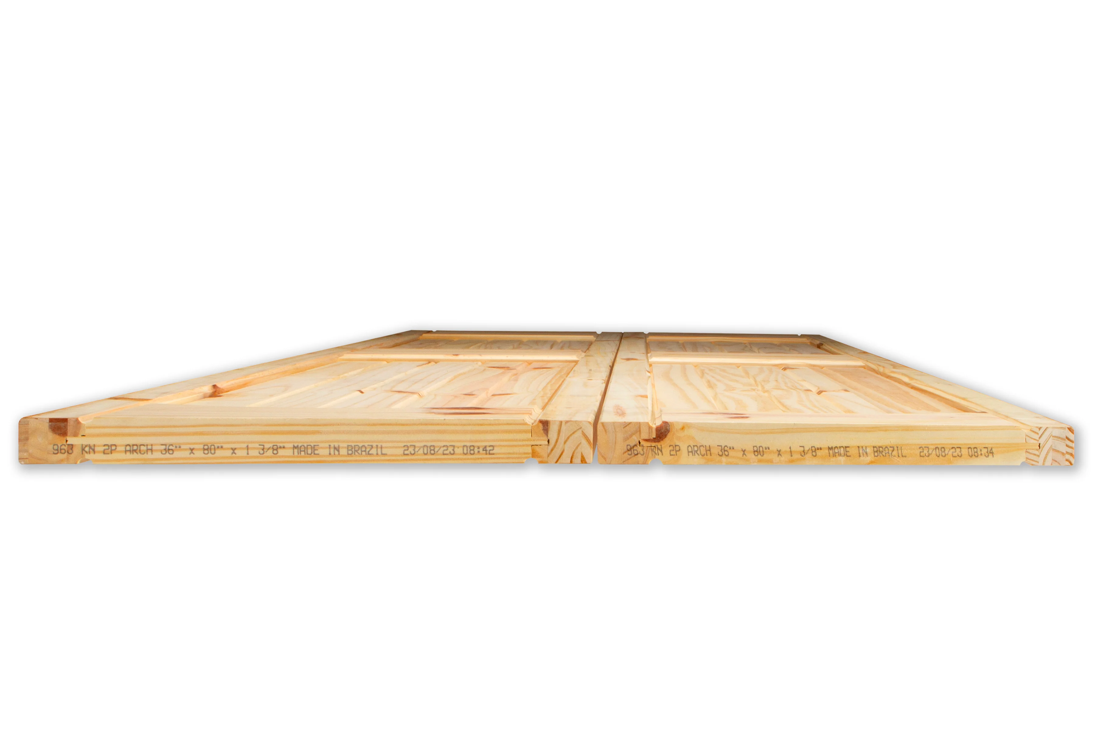 2 Panel Arch Top V-Groove Knotty Pine Bifold Interior Door - Image 6